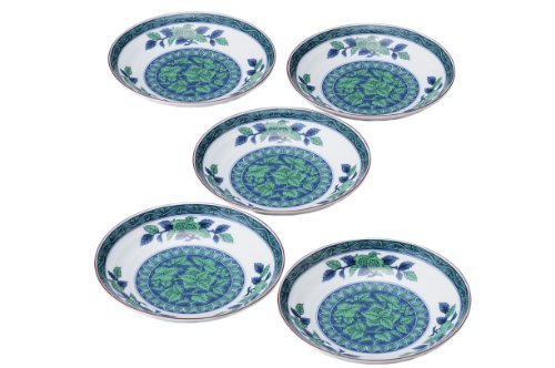 Premium Japanese Porcelain Small Plates Set of 5 - 6.3 Inch Blue Floral Design for Dining, Dessert & Party Serving - Elegant Tableware for Home & Restaurant Use