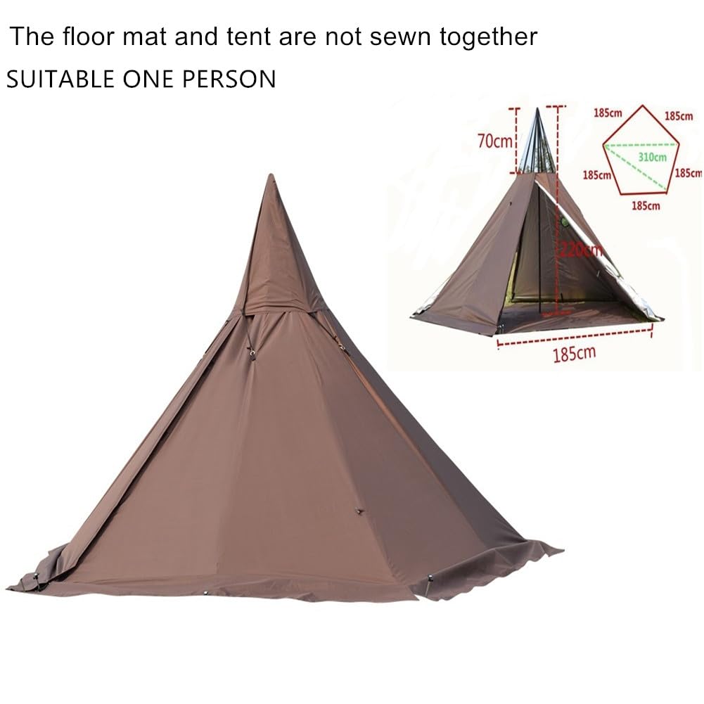 Latourreg Portable Waterproof 5-Person Camping Tent - Lightweight Pyramid Teepee Tent with Stove Jack for Outdoor Adventures, Hiking, Backpacking & Family Camping Trips