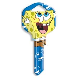 Spongebob Squarepants Themed Blue Kwikset KW1 House Key - Fun Cartoon Character Key for Home, Office, or Dorm Room - Perfect Gift for Nickelodeon Fans