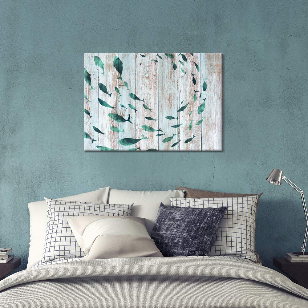Abstract Fish Canvas Wall Art - Coastal Decor for Bedroom & Office