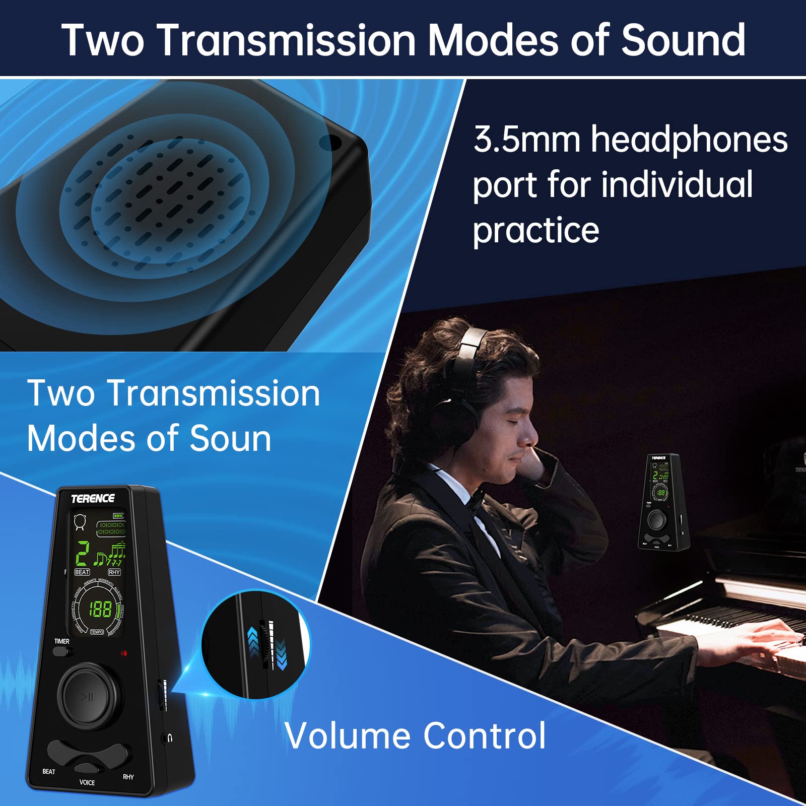 Digital Metronome with Timer - Electronic Tuner for Piano, Guitar, Violin & Musical Instruments | Adjustable BPM & Beat Settings | Perfect for Practice, Studio & Live Performances