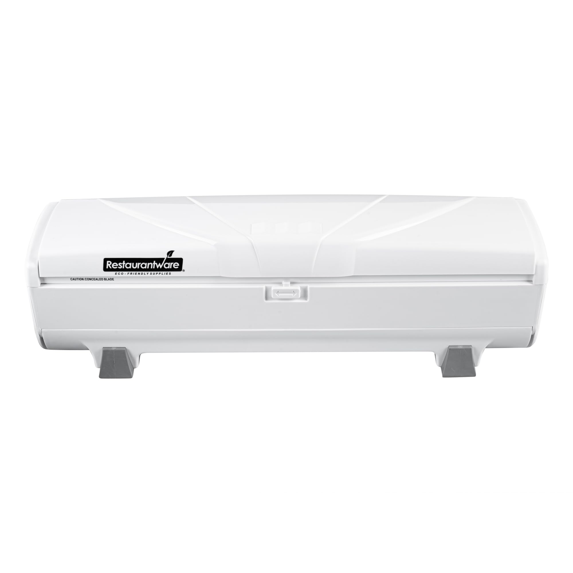 Restaurantware RW Base Food Wrap Dispenser with Cutter - Refillable Cling Wrap & Aluminum Foil Dispenser for 12” to 18” x 2000’ Rolls - Press Down & Cut System with Sharp Blade - White Plastic - Perfect for Restaurants, Catering & Home Kitchen Storage