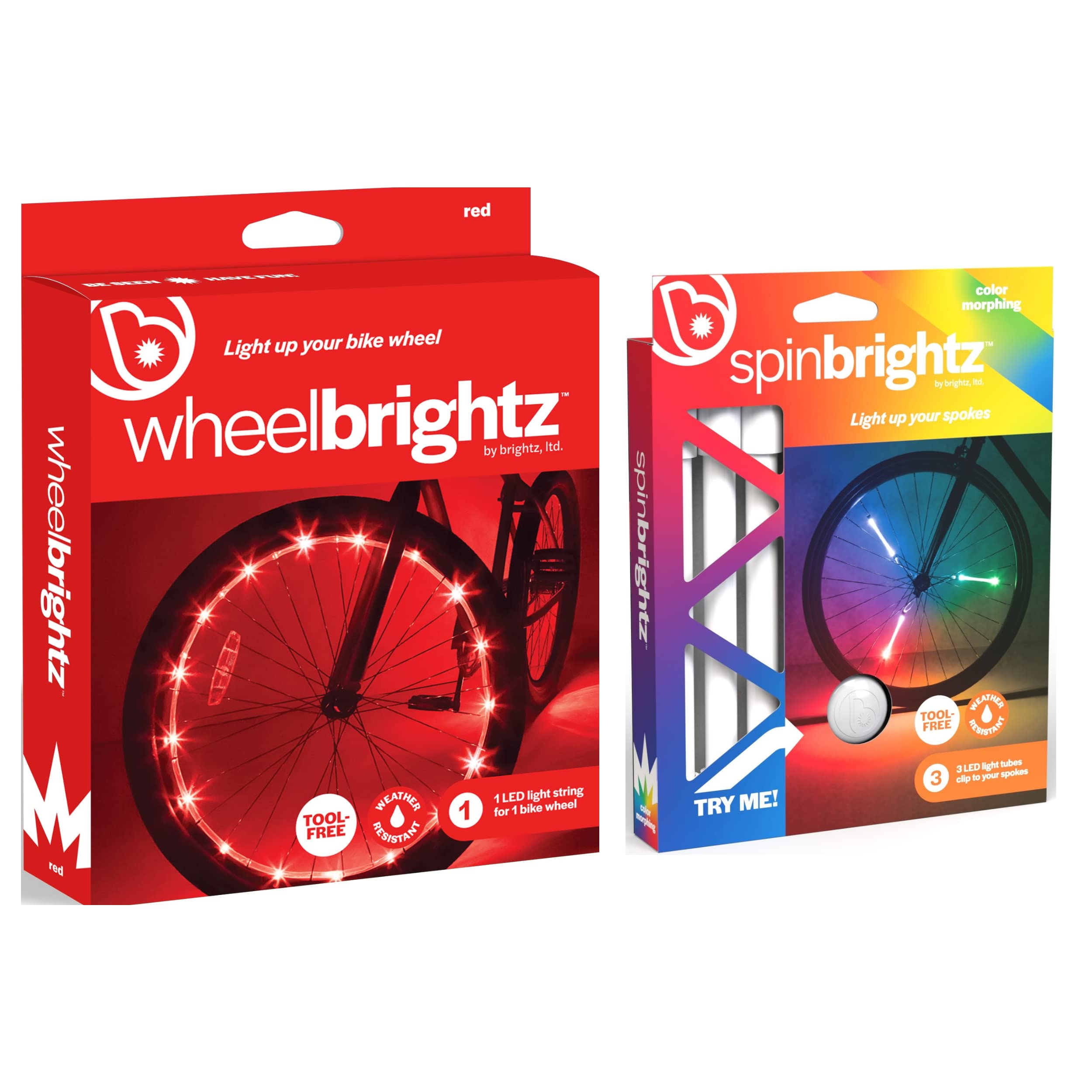 Brightz LED Bike Wheel Lights & Spoke Light Tubes Combo - 3 Pack Colorful Bicycle Wheel Lights for Night Riding Safety - Perfect for Cycling, Commuting, and Outdoor Adventures
