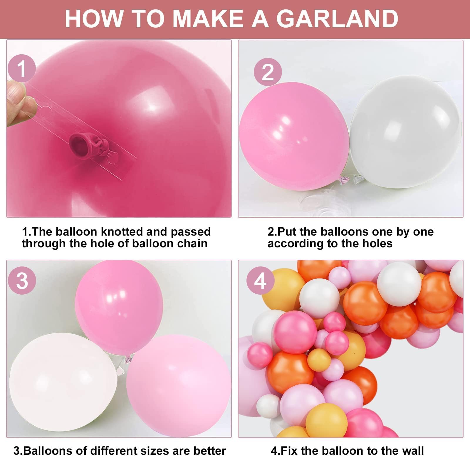 Pink Yellow Orange Balloon Garland Arch Kit - Latex Party Balloons for Girls Birthday, Baby Shower, Wedding & Graduation Decorations | Party Supplies for Indoor & Outdoor Celebrations