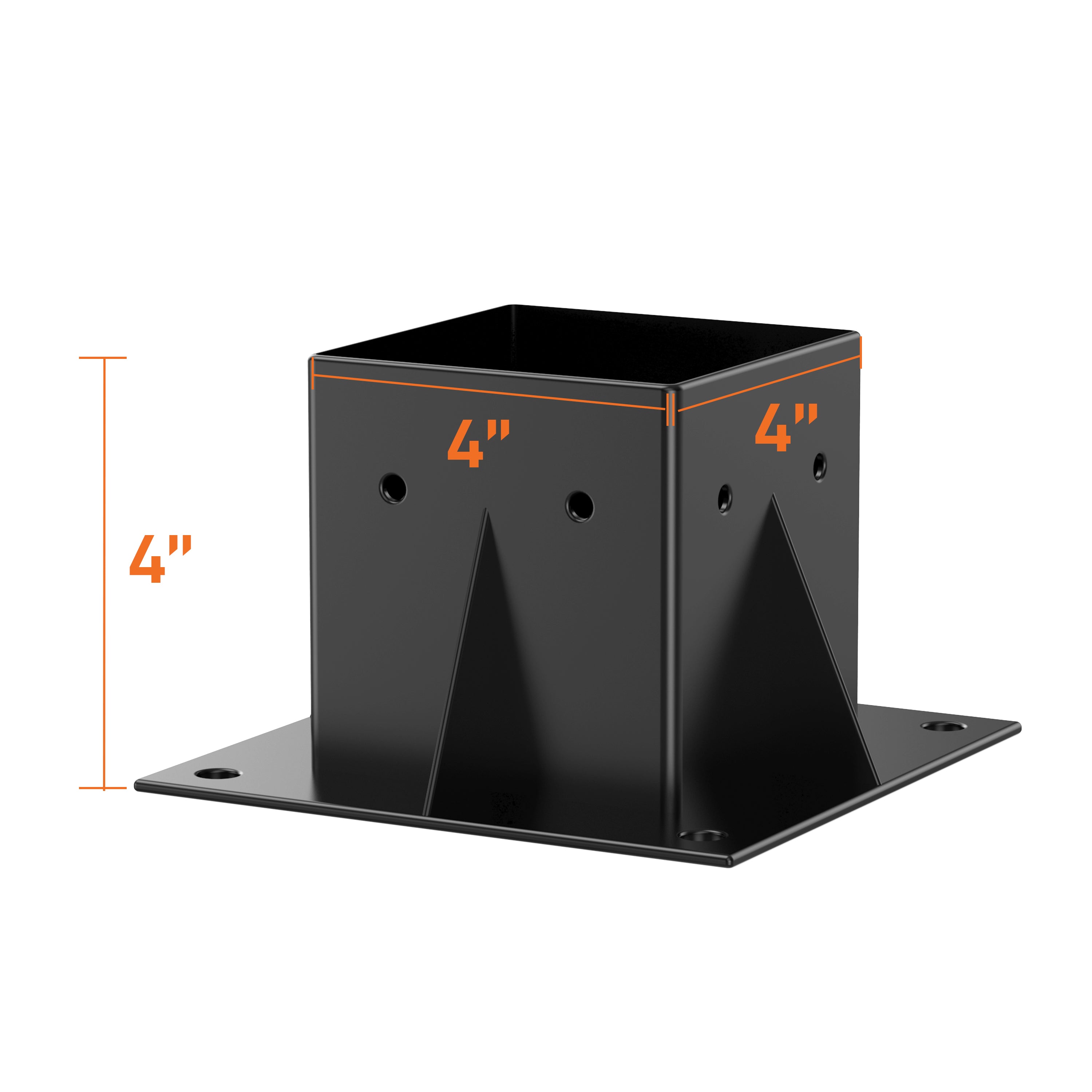 Heavy Duty 4x4 Steel Post Brackets (3.6x3.6 Inner) - 4PC Black Outdoor Fence Support Kit for Mailbox, Pergola, Deck & Garden Structures | Durable Construction for Long-Lasting Stability