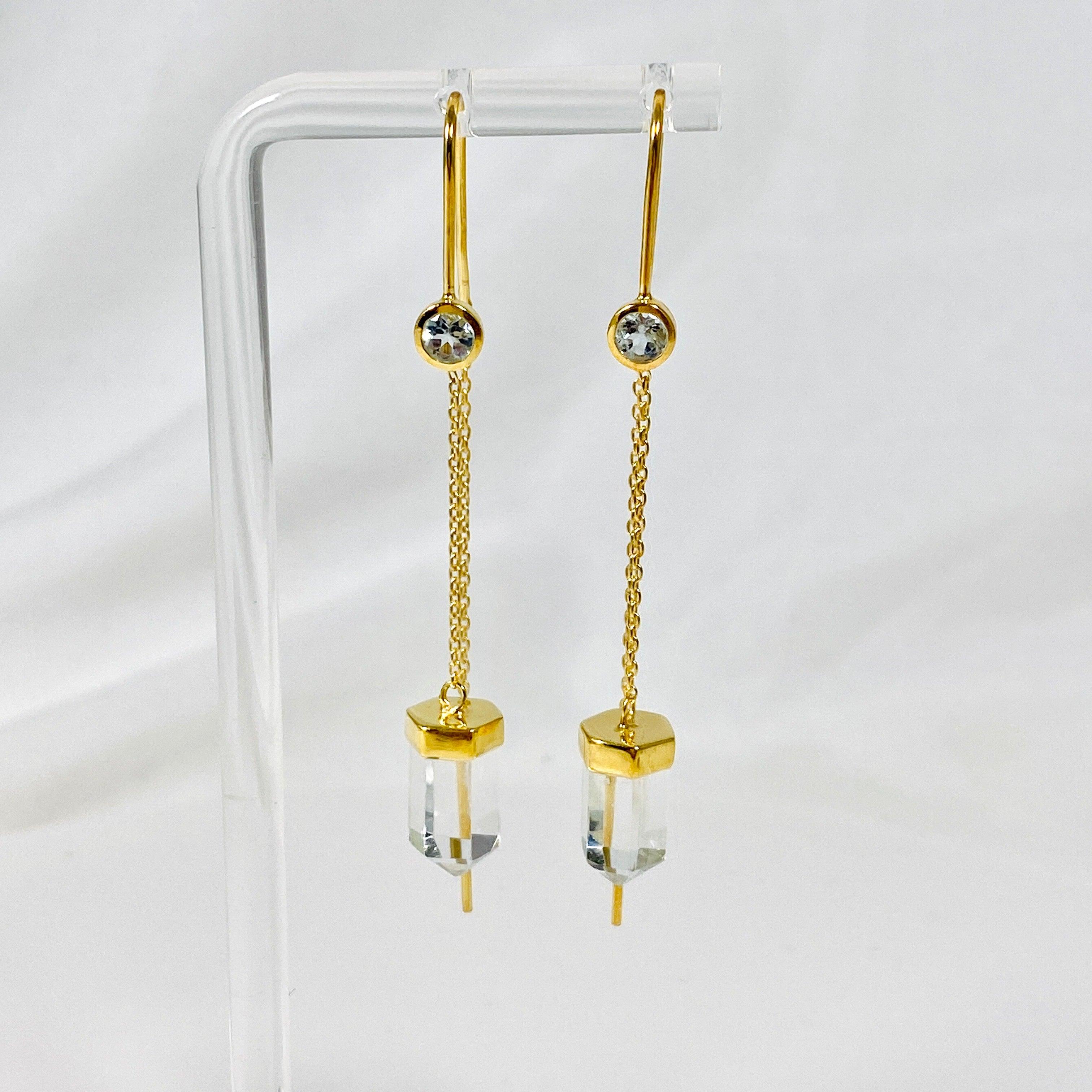 Elegant Gemstone & Gold Plated Thread Earrings for Women - Perfect for Parties, Weddings & Everyday Wear