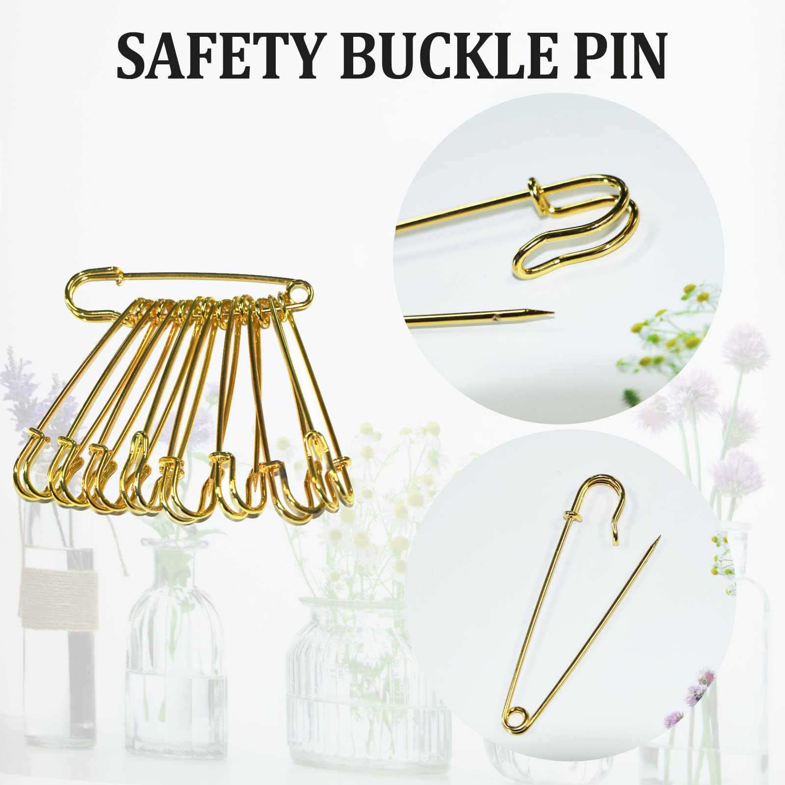 Large Heavy Duty Safety Pins for Clothes, Blankets, Leather, Crafts - 12 Pack Assorted Silver 45mm (1.8'') - Perfect for Sewing, DIY Projects, Quilting & Fabric Fastening
