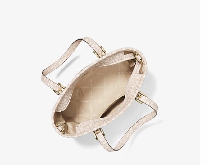 Michael Kors Jet Set Travel Small Crossbody Bag - Convertible Top Zip Tote Purse in Saffiano Leather (Light Cream Multi) | Perfect for Work, Travel & Everyday Use