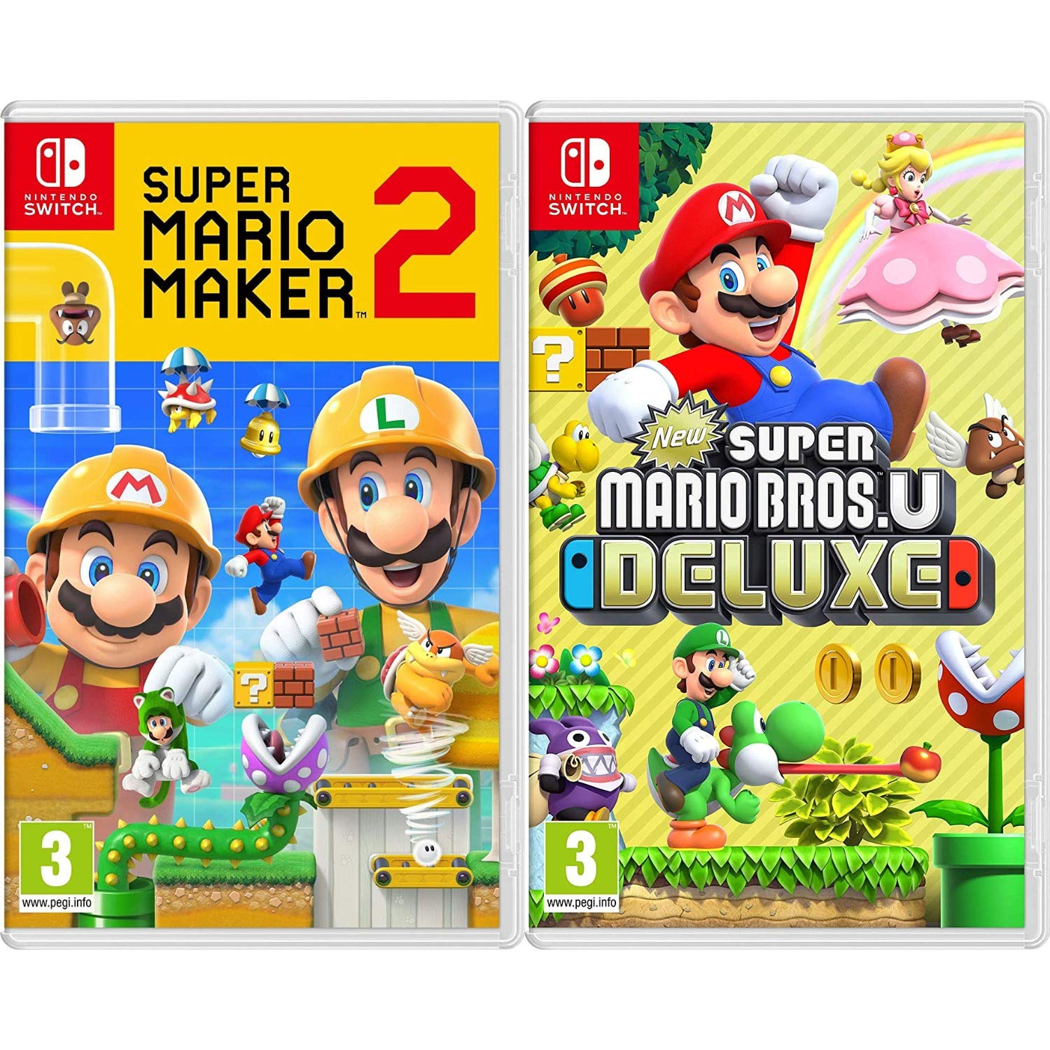 Super Mario Maker 2 & New Super Mario Bros U Deluxe Bundle - 2-in-1 Nintendo Switch Games (EU Version) - Perfect for Family Game Nights & Mario Fans