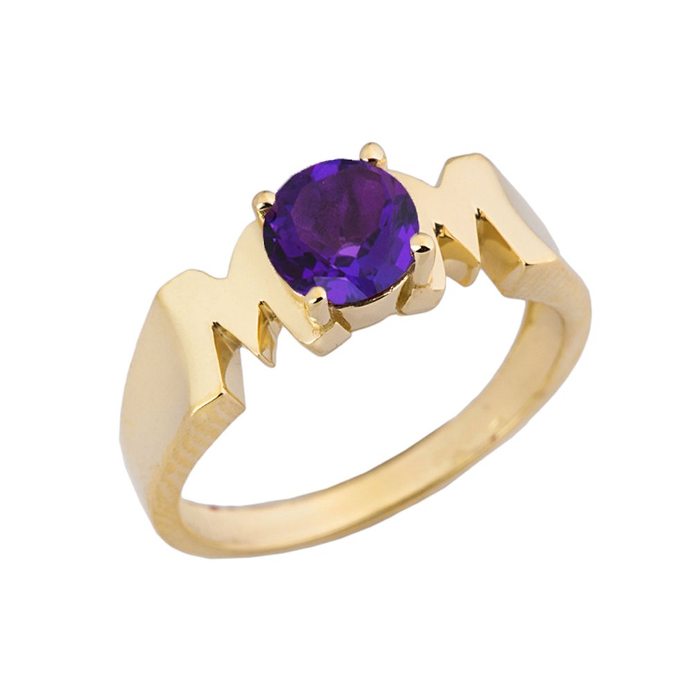 10K Yellow Gold Personalized Mom Ring with Genuine Gemstone - Elegant Mother's Jewelry Gift for Birthday, Anniversary & Special Occasions
