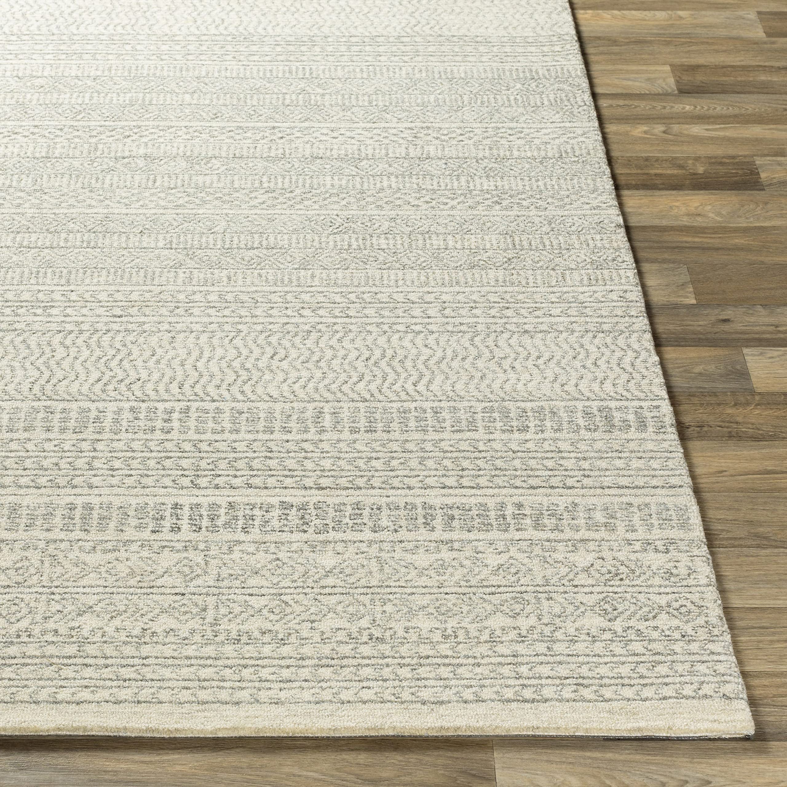 Premium 6x9 Wool Area Rug in Medium Gray & Beige Brown - Soft & Durable Mark&Day Melun Global Rug for Living Room, Bedroom, Kitchen - Perfect for Cozy Home Decor & High-Traffic Areas (6' x 9')