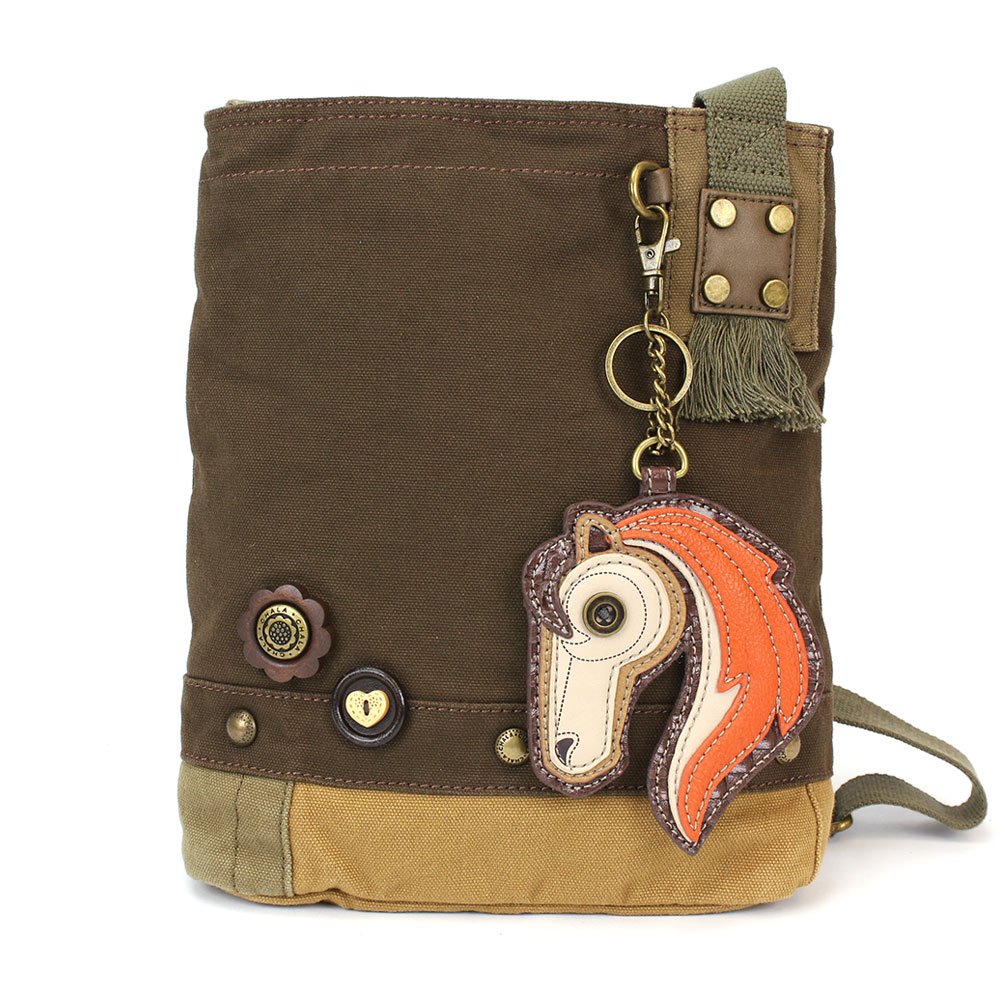 Chala Patch Crossbody Bag for Women - Stylish Dark Brown Leather Horse Design Purse | Perfect for Travel, Shopping & Everyday Use