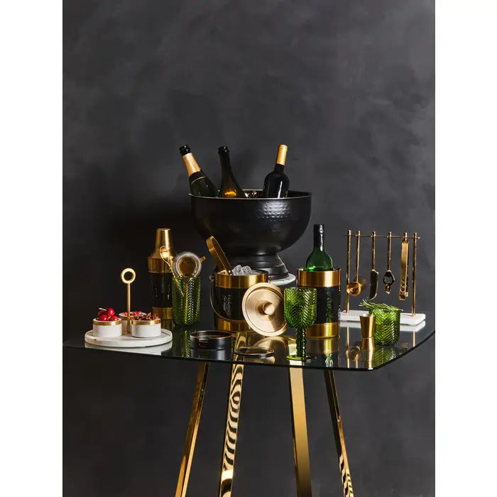 Premium Carolina Black Enamel Ice Bucket - Elegant Wine Chiller for Parties, Weddings & Home Bar Decor - Perfect for Champagne, Cocktails & Beverage Serving