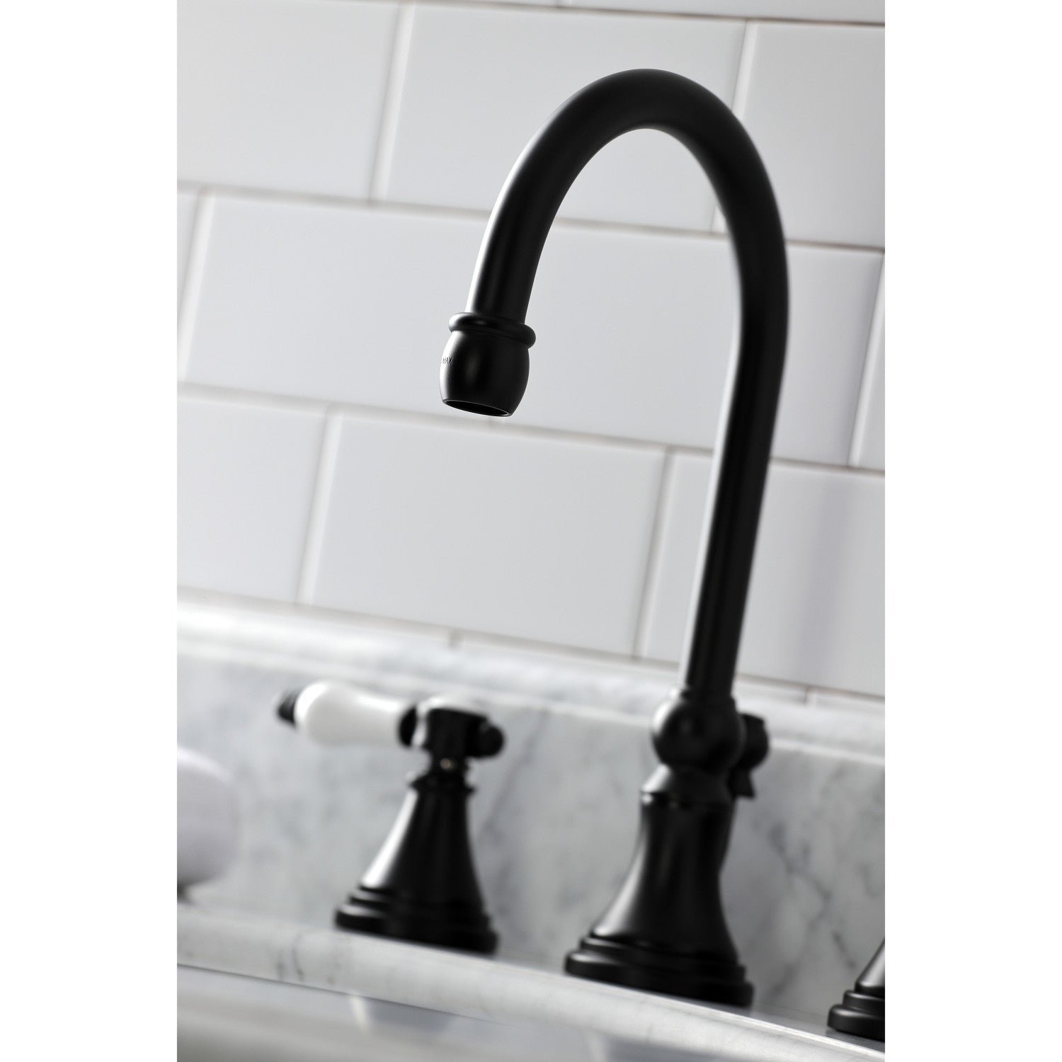 Bel Air KS2980BPL Matte Black Widespread Bathroom Faucet - 2 Handle 3 Hole Deck Mount with Brass Pop Up Drain - Perfect for Modern Bathroom Vanities & Sink Upgrades