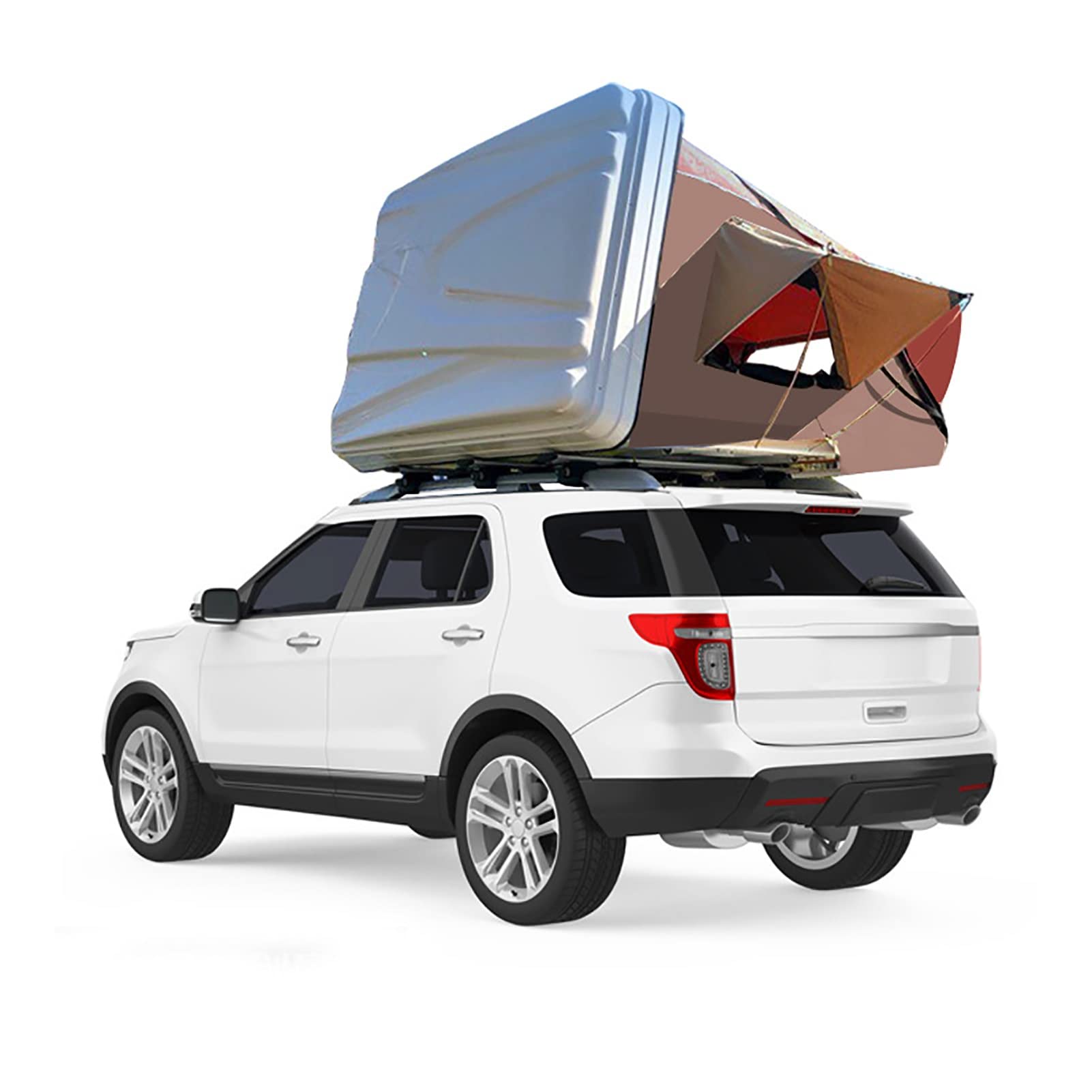 Hard Shell Roof Top Tent for 3-4 Person | Universal Pop Up Overlanding Tent | Waterproof SUV Truck Van Camping Shelter | Perfect for Outdoor Adventures, Road Trips & Off-Grid Exploration