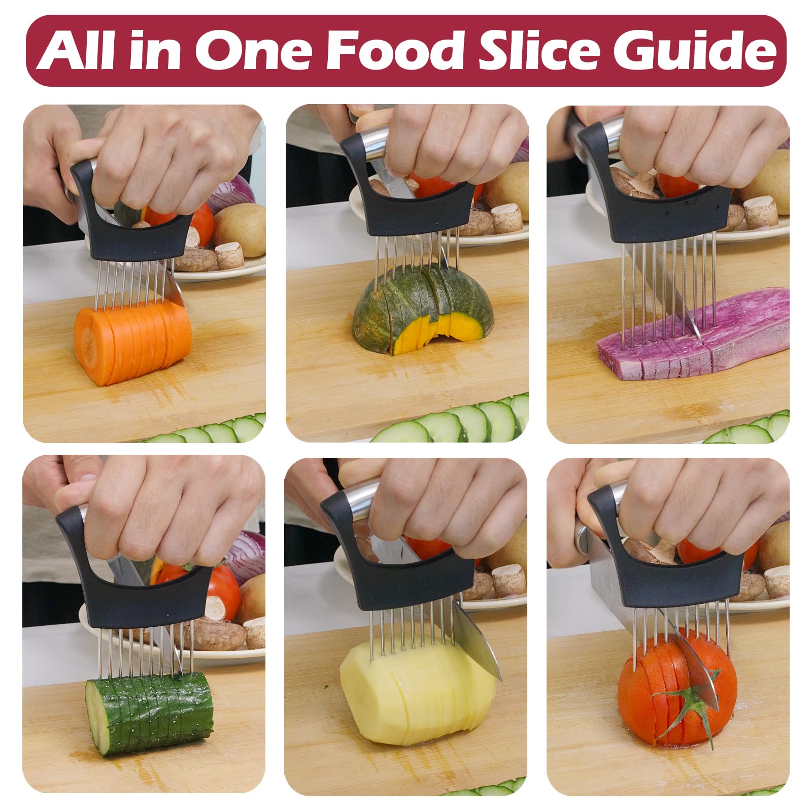 JAYVAR Onion Holder & Vegetable Slicer - Multi-Purpose Food Cutter for Onions, Potatoes, Tomatoes, Avocados, Eggs, Lemons and Meat | Perfect for Meal Prep, Salad Making & Kitchen Cooking Accessories