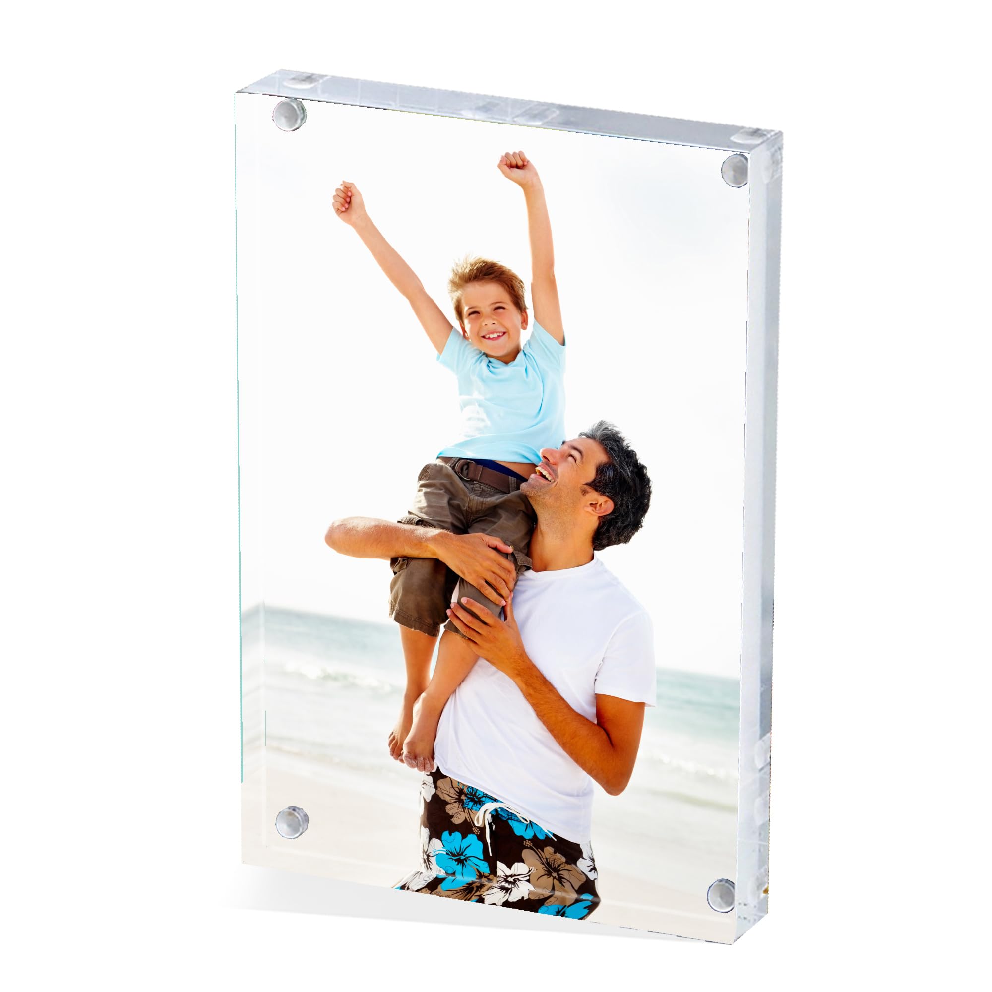 Clear Acrylic 4x6 Picture Frame Photo Block - Perfect for Displaying Art, Prints & Photos | Home Decor, Office Desk Display, Wedding Gift Idea