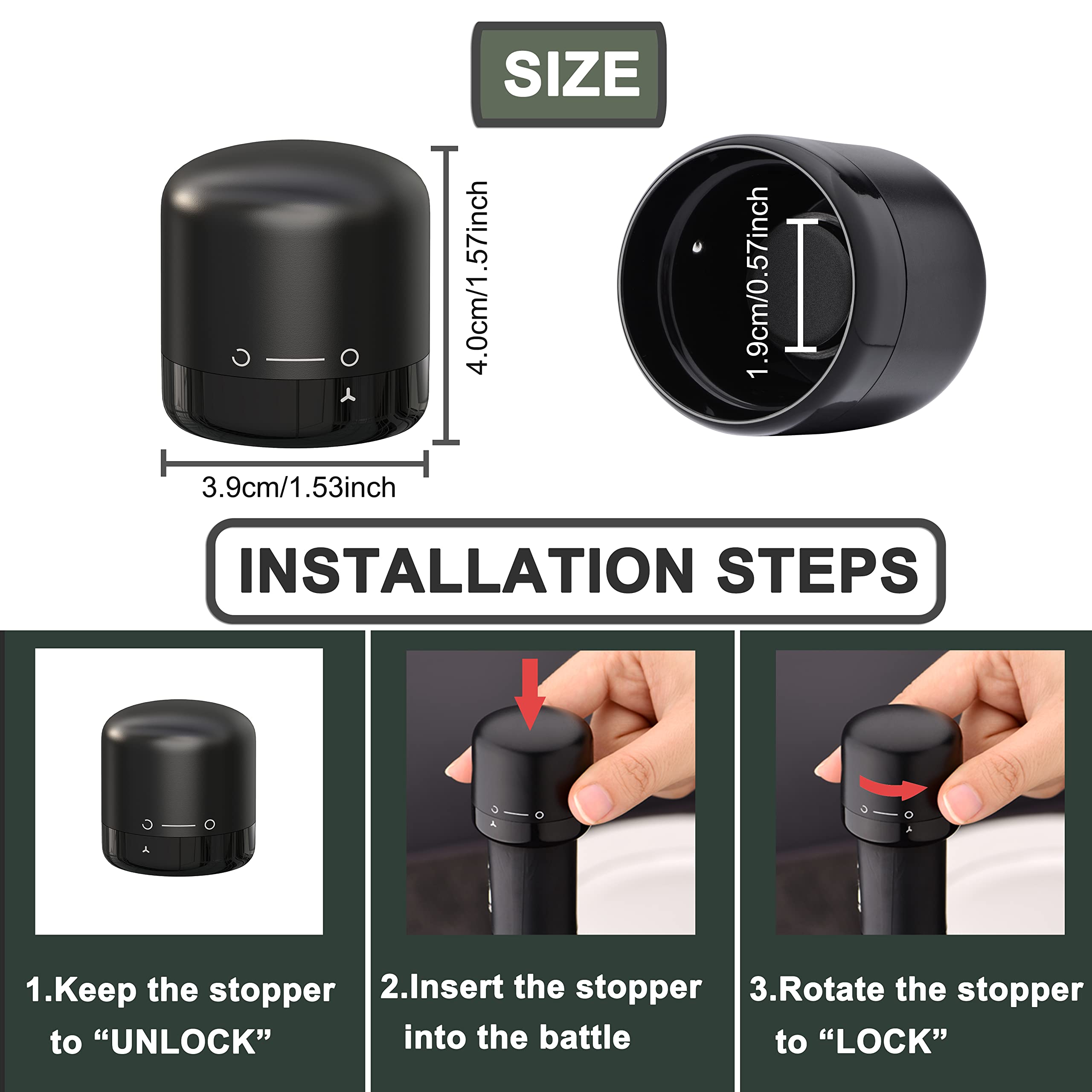 2 Pack Vacuum Wine Stoppers with Pump - Leak-Proof Wine Bottle Sealer for Red Wine, Champagne & Cava - Preserves Freshness with Real Vacuum Seal - Compact for Easy Storage - Perfect for Parties, Gifts & Home Bars