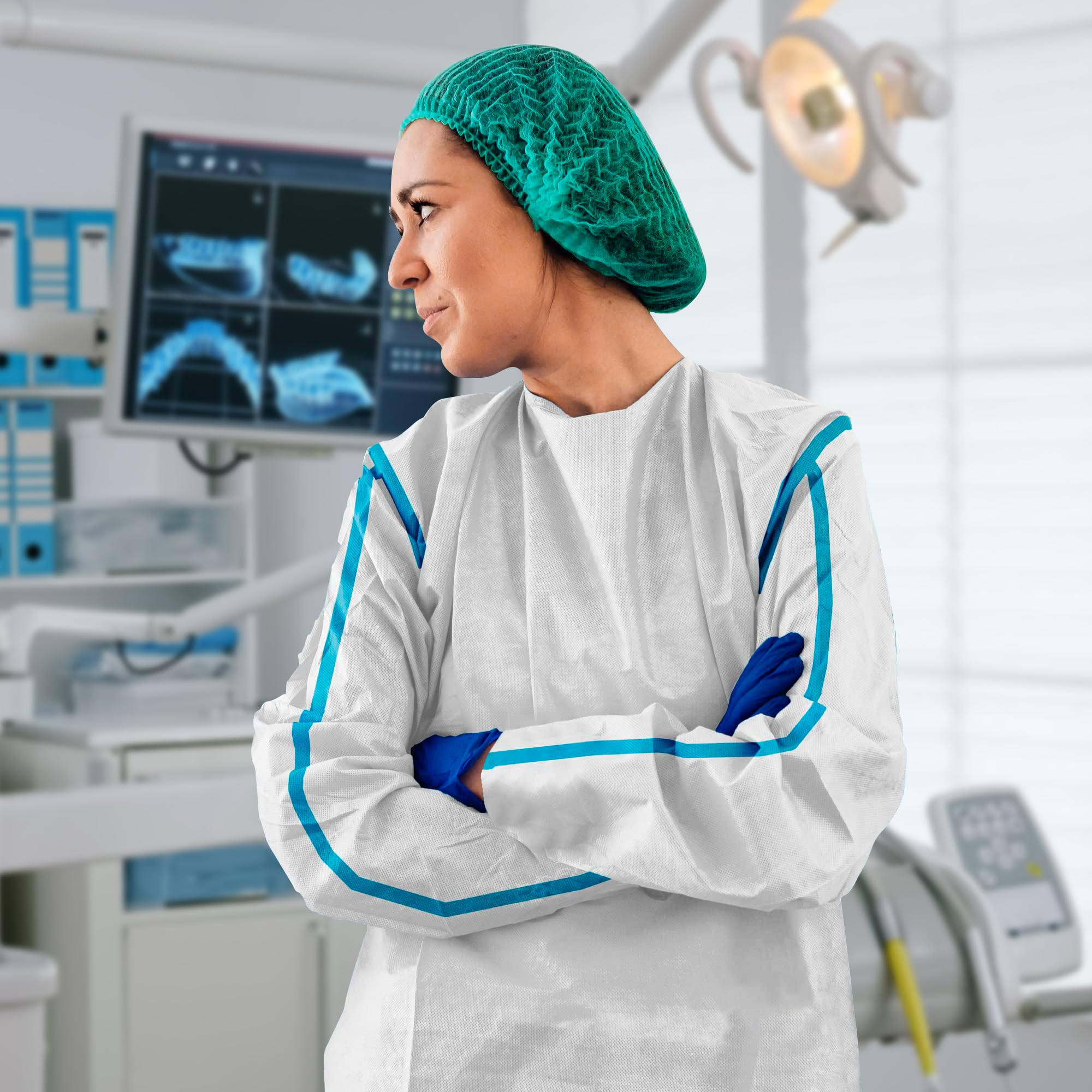 Disposable Hospital Gowns with Sleeves - 25 Pack Small Size PPE Medical Isolation Gowns, 50 GSM Microporous Protective Wear for Men & Women (Elastic Wrists, Waist & Neck Ties) - Ideal for Healthcare Workers, Nursing Homes & Emergency Medical Use