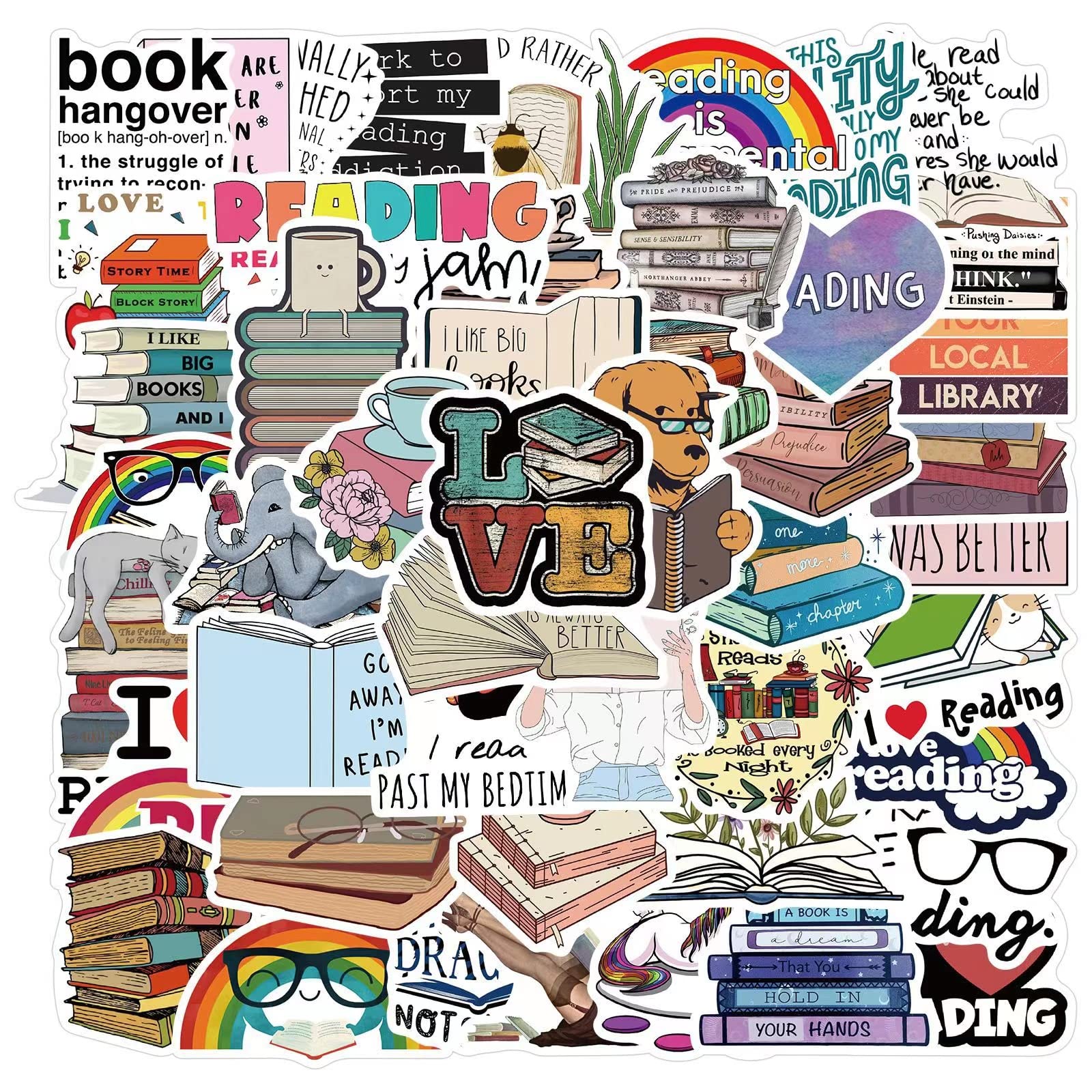50pcs Bookish Stickers for Kindle - Aesthetic Booktok Stickers, Reading Stickers for Kindle Cases & Laptops - Perfect for Book Lovers, Journaling & Planner Decor