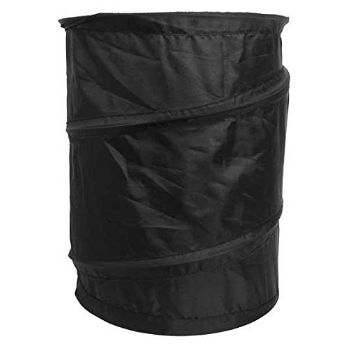Collapsible Black Polyester Trash Can - Foldable Waste Bin for Kitchen, Bathroom, Camping & Travel - Space Saving Garbage Container
