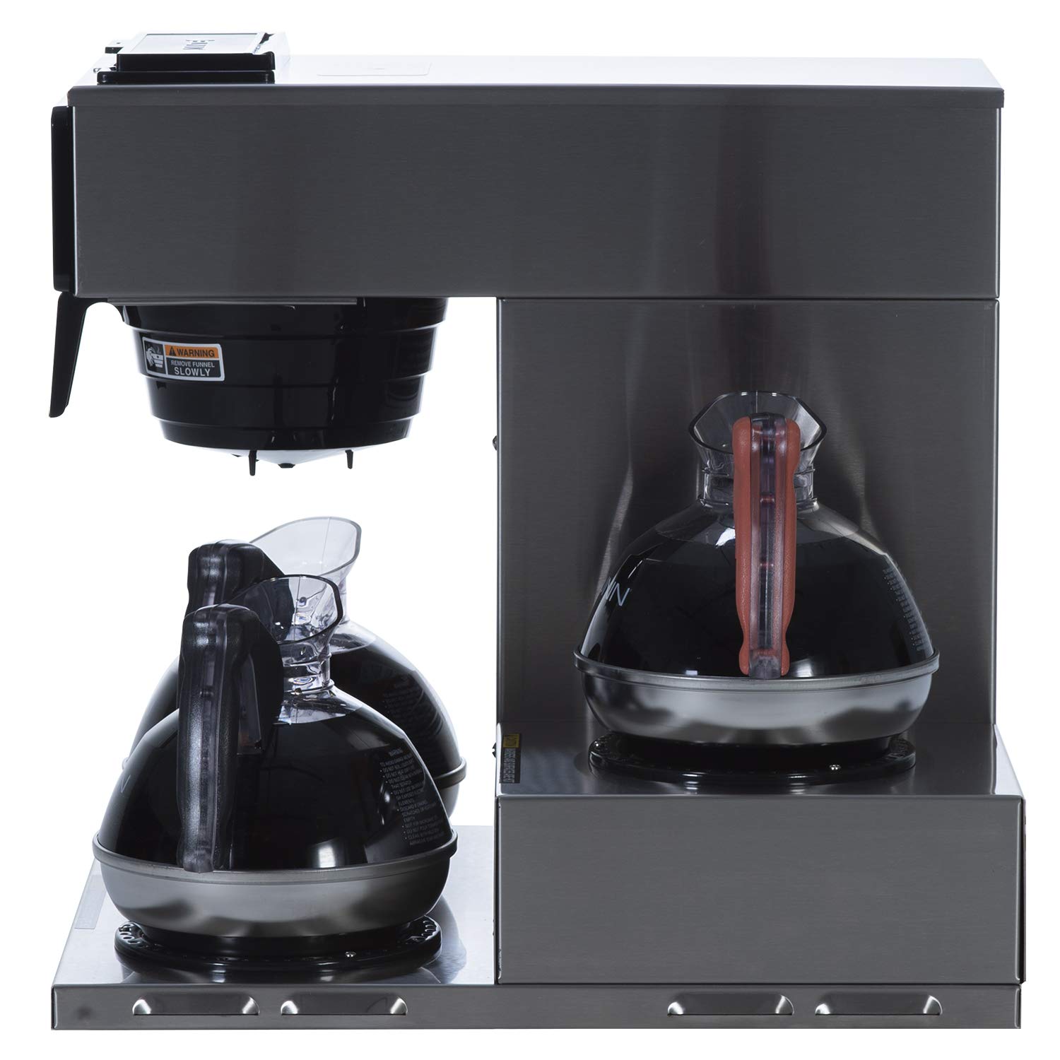 BUNN VP17-3 Commercial Coffee Maker - 12 Cup Low Profile Pourover with 3 Lower Warmers (Silver) - Perfect for Offices, Restaurants & Cafes