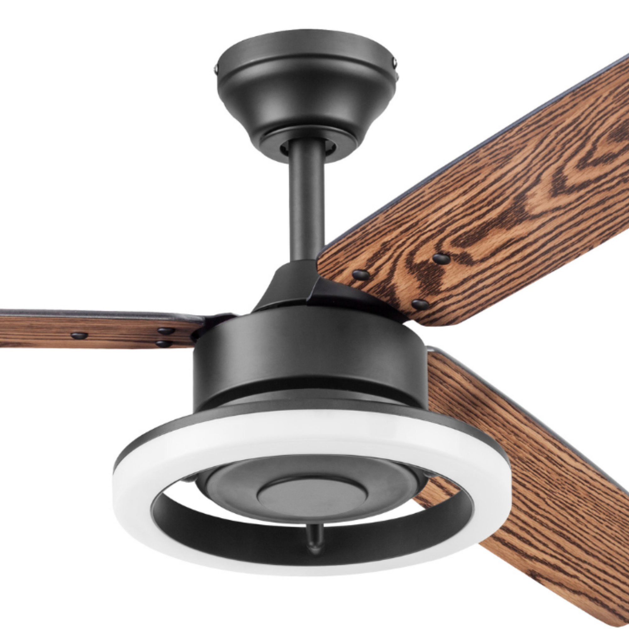 52 Inch Matte Black Orbis Ceiling Fan with Remote Control - Perfect for Living Room, Bedroom, and Outdoor Patio