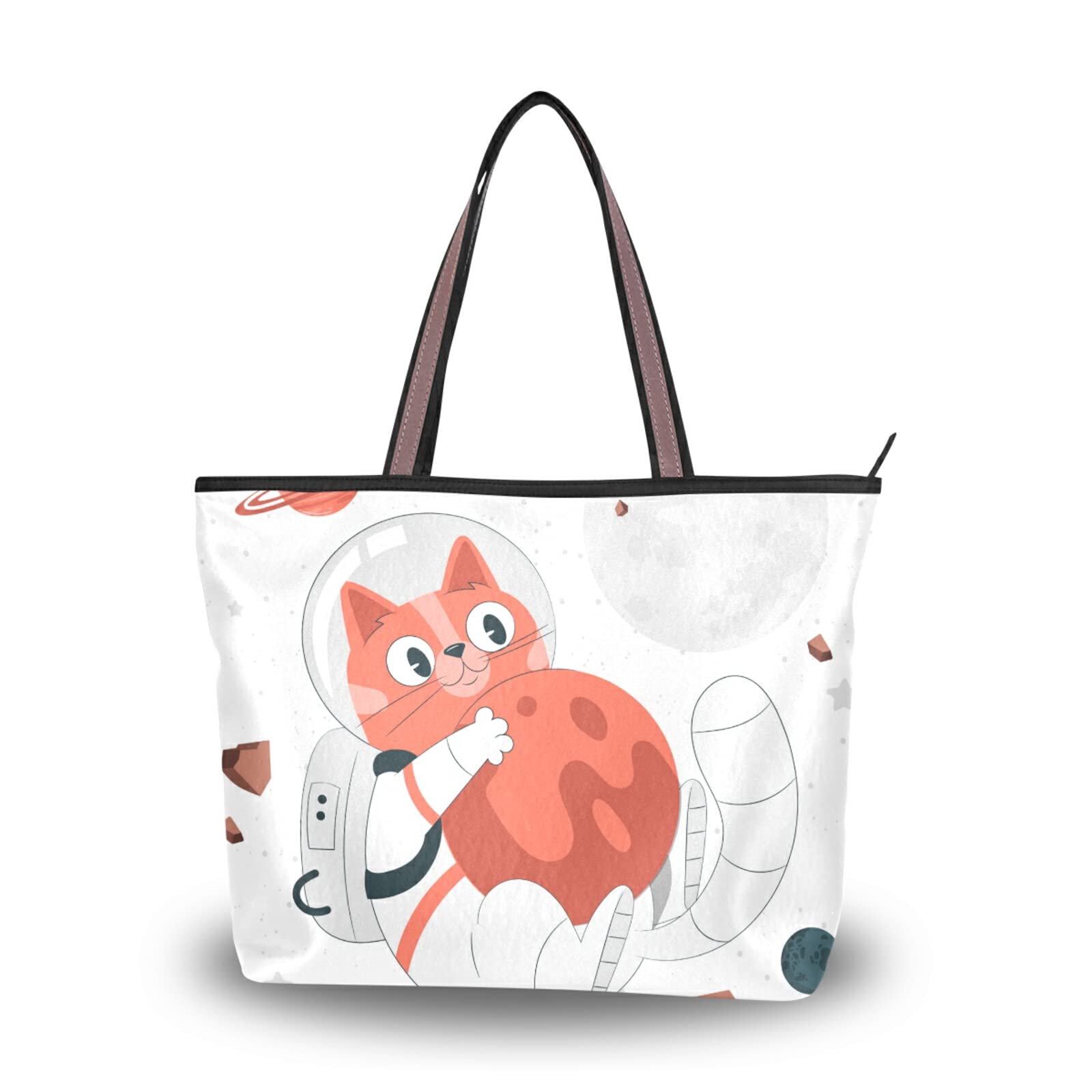 Stylish Cat Astronaut Tote Bag for Women - Reusable Shoulder Handbag for Beach, Travel & Shopping | Perfect for Work, Gym & Daily Commute
