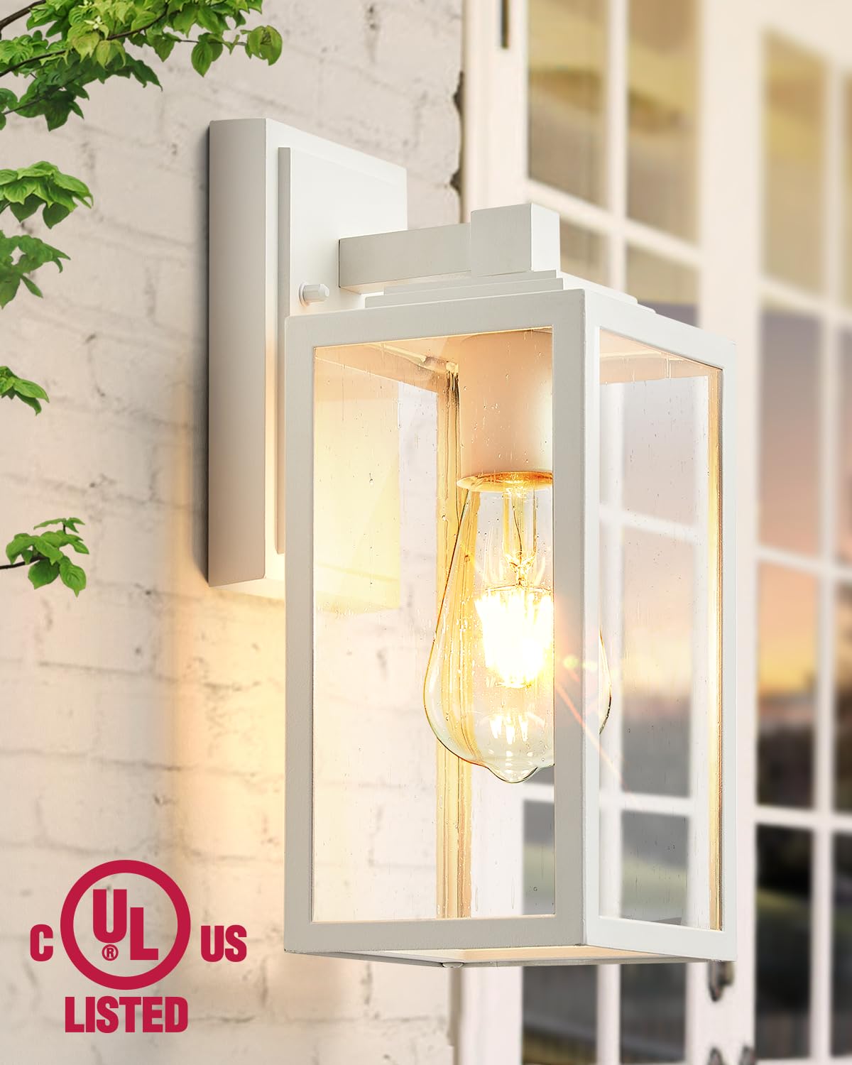 VIANIS 2 Pack White Outdoor Wall Lantern Lights - Rustproof Aluminum Porch Lighting for House, Patio, Doorway - Weatherproof Exterior Fixtures for Garden, Garage & Entryway