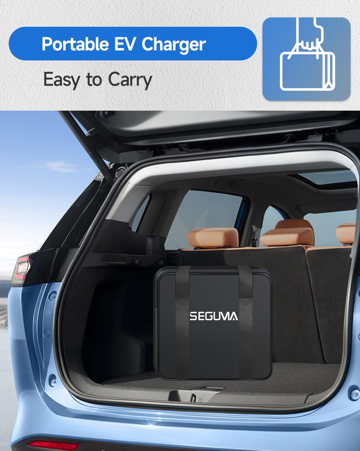 32A 240V Level 2 EV Charger with NEMA 14-50 Plug | 25ft Extension Cable | Adjustable Current | Portable Electric Car Charger for Home & Outdoor Use | Fast Charging Station for Tesla, Nissan Leaf, Chevy Bolt & More EVs