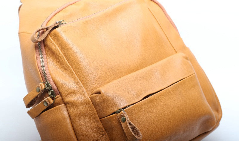 Stylish Genuine Leather Backpack for Women & Men - Waterproof Laptop Backpack with USB Charging Port - Perfect for Work, Travel, and College (15.6 Inch)