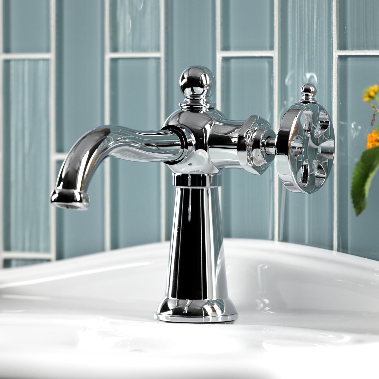 Belknap KS3541RX Single Handle 1-Hole Bathroom Sink Faucet with Push Pop-Up Drain, Polished Chrome Finish - Perfect for Modern Bathrooms & Powder Rooms
