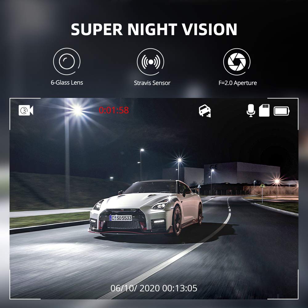 AZDOME M01 Pro 2CH 1080P Dual Dash Cam with ADAS, 3