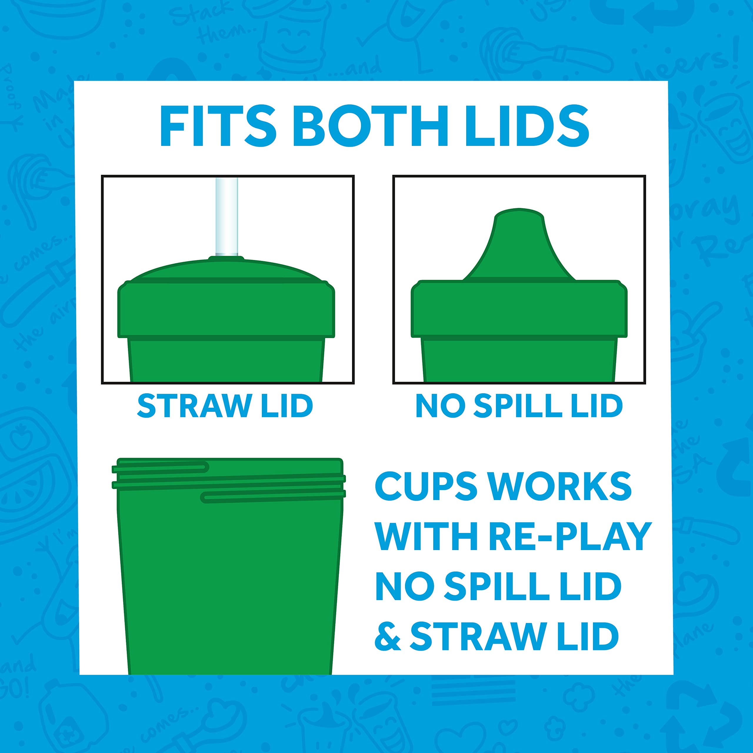 Reusable 10oz Toddler Straw Cups 2-Pack - BPA-Free, Dishwasher & Microwave Safe - Made in USA - Navy Blue & Sky Blue for Boys & Girls - Perfect for Daycare, Travel, and On-the-Go Hydration
