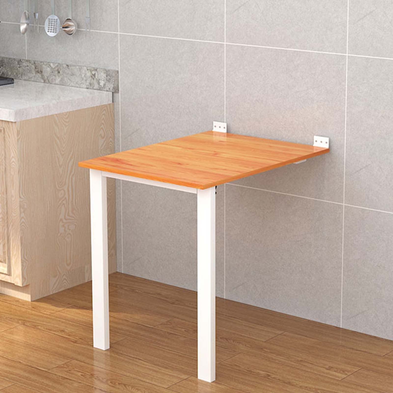 Minimalist Wall-Mounted Folding Table - Floating Drop-Leaf Desk for Home Office, Kitchen, or Bar - Max Load 165lbs - Space-Saving Floor Standing Design