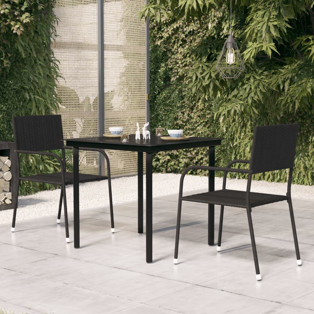vidaXL Outdoor Dining Table with Glass Top - Patio Garden Table for Front Porch, Deck, Lawn & Backyard - Industrial Steel Furniture for Outdoor Entertaining & Al Fresco Dining