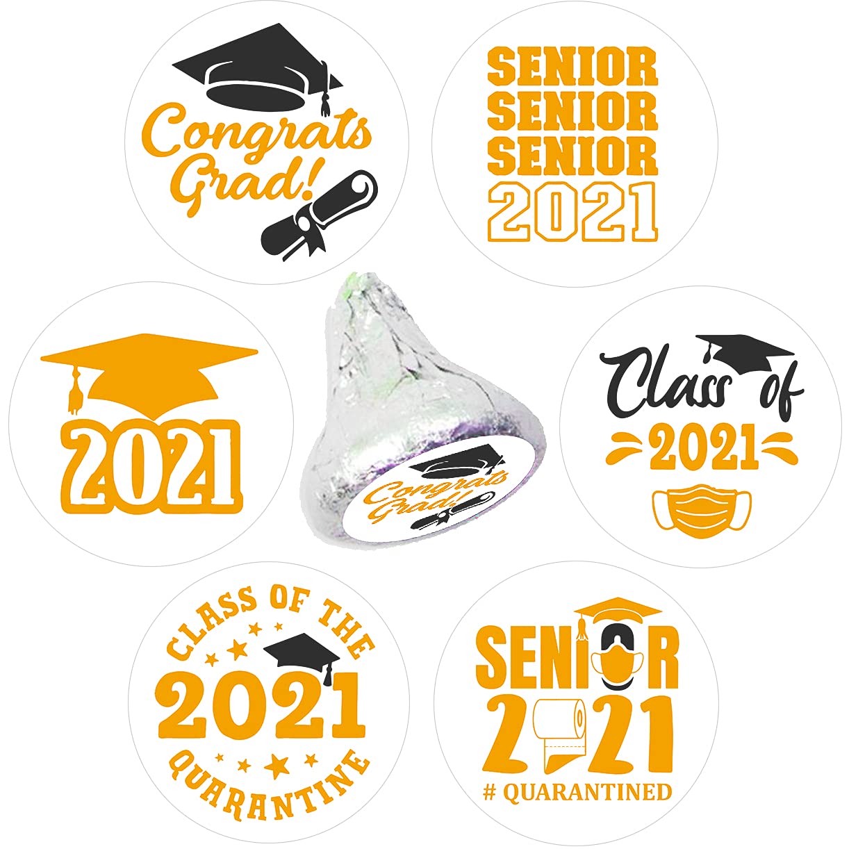 Class of 2021 Graduation Chocolate Stickers - 270 Count Graduation Party Decor Labels - Perfect for Graduation Party Favors, Cupcake Toppers & Gift Wrapping