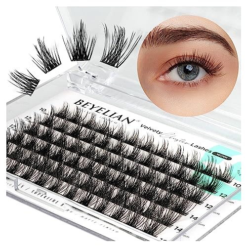 BEYELIAN 72 Pcs Individual Cluster Lashes - 10-16mm Natural Look False Eyelashes Extension, Reusable Glue Bonded Black Super Thin Band for DIY Eyelash Extension (StyleC05 Mix Black Band) | Perfect for Daily Wear, Special Occasions & Professional Makeup Artists