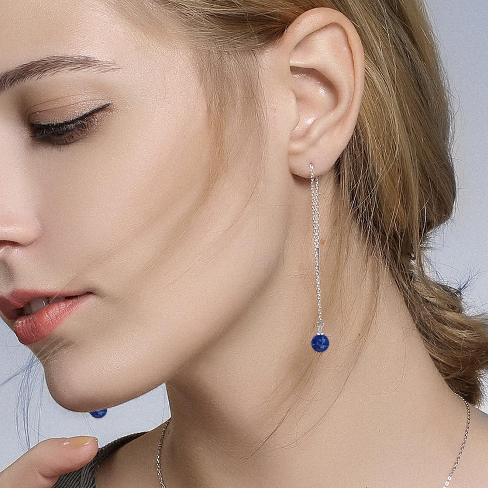 925 Sterling Silver Pearl Threader Earrings - Elegant Long Piercing Tassel Drop Dangle Earrings for Women & Teens | Perfect for Weddings, Parties & Everyday Wear