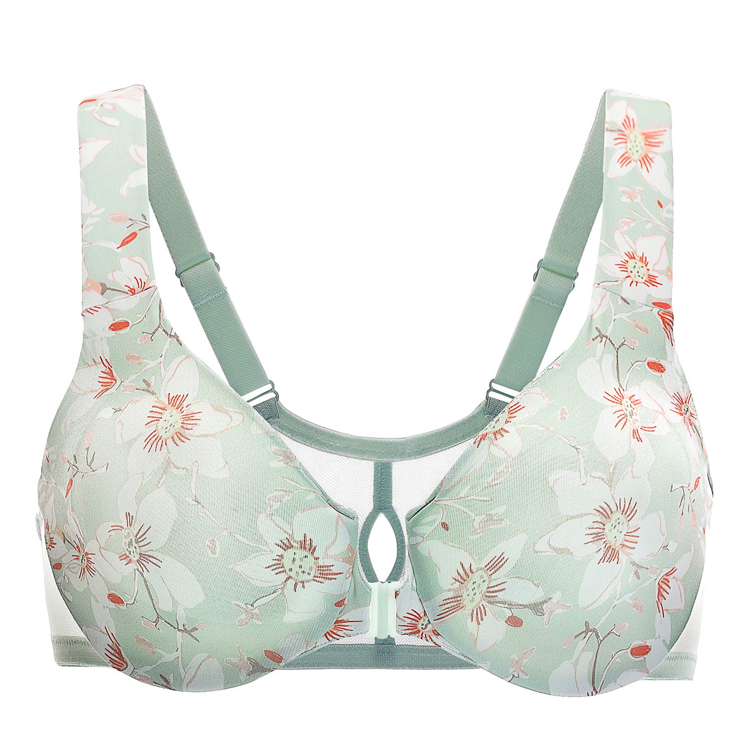 DELIMIRA Women's Front Closure Wireless Bra - Racerback Plus Size Unlined Full Coverage Plunge Bras for Everyday Comfort | Perfect for Work, Yoga & Lounge Wear