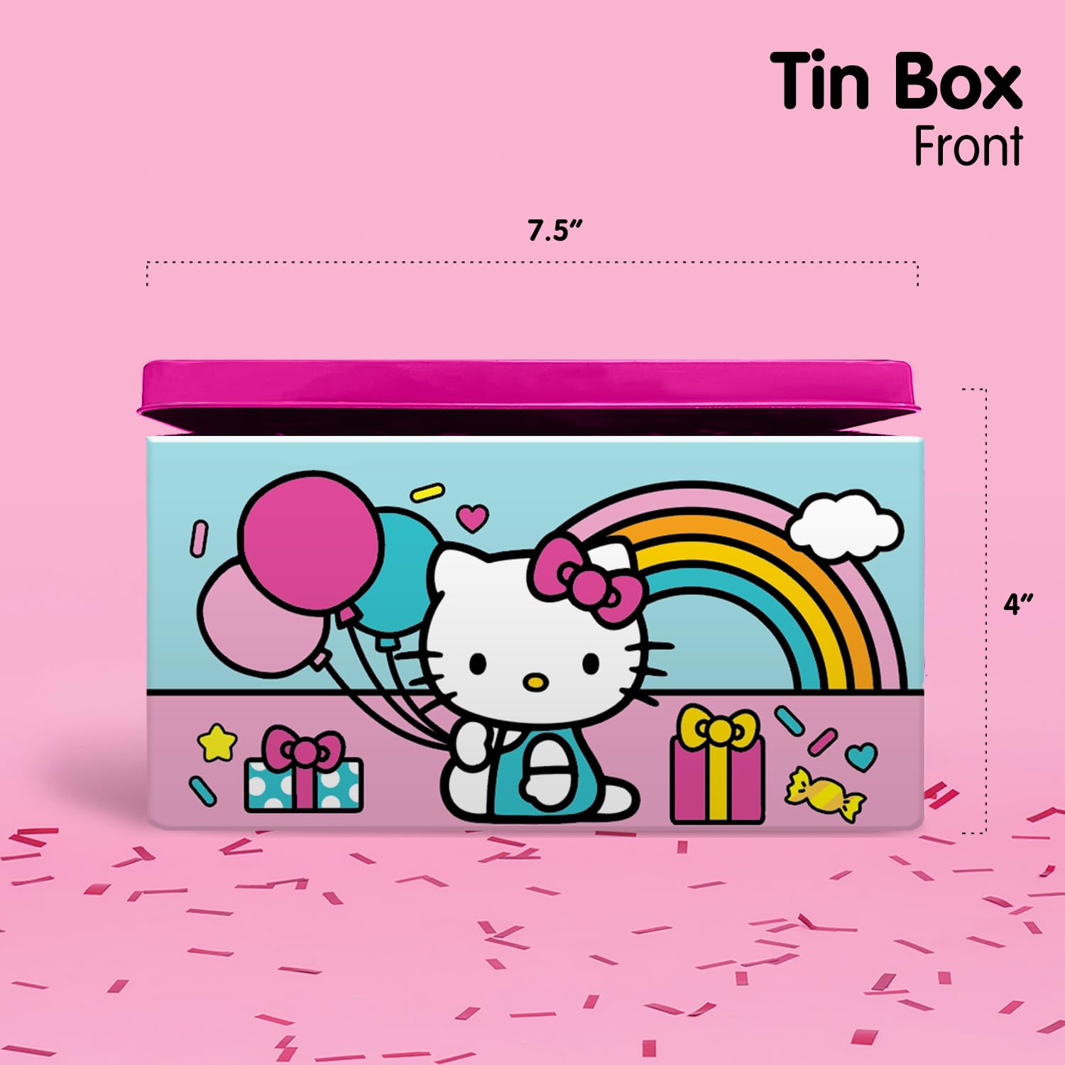 Hello Kitty Birthday Party Gift Set - Tin Box, Pencil Case, Stickers, Necklace, Plush Toy & Hat | Perfect for Girls' Birthday Celebrations, School Supplies & Kawaii Collectibles