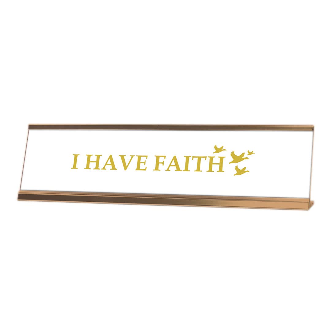 Faith Gold Frame Desk Sign - 2x8 Inch Inspirational Office Decor for Desk, Home & Gifts - Perfect for Motivation, Christian Gifts & Workspace Decor