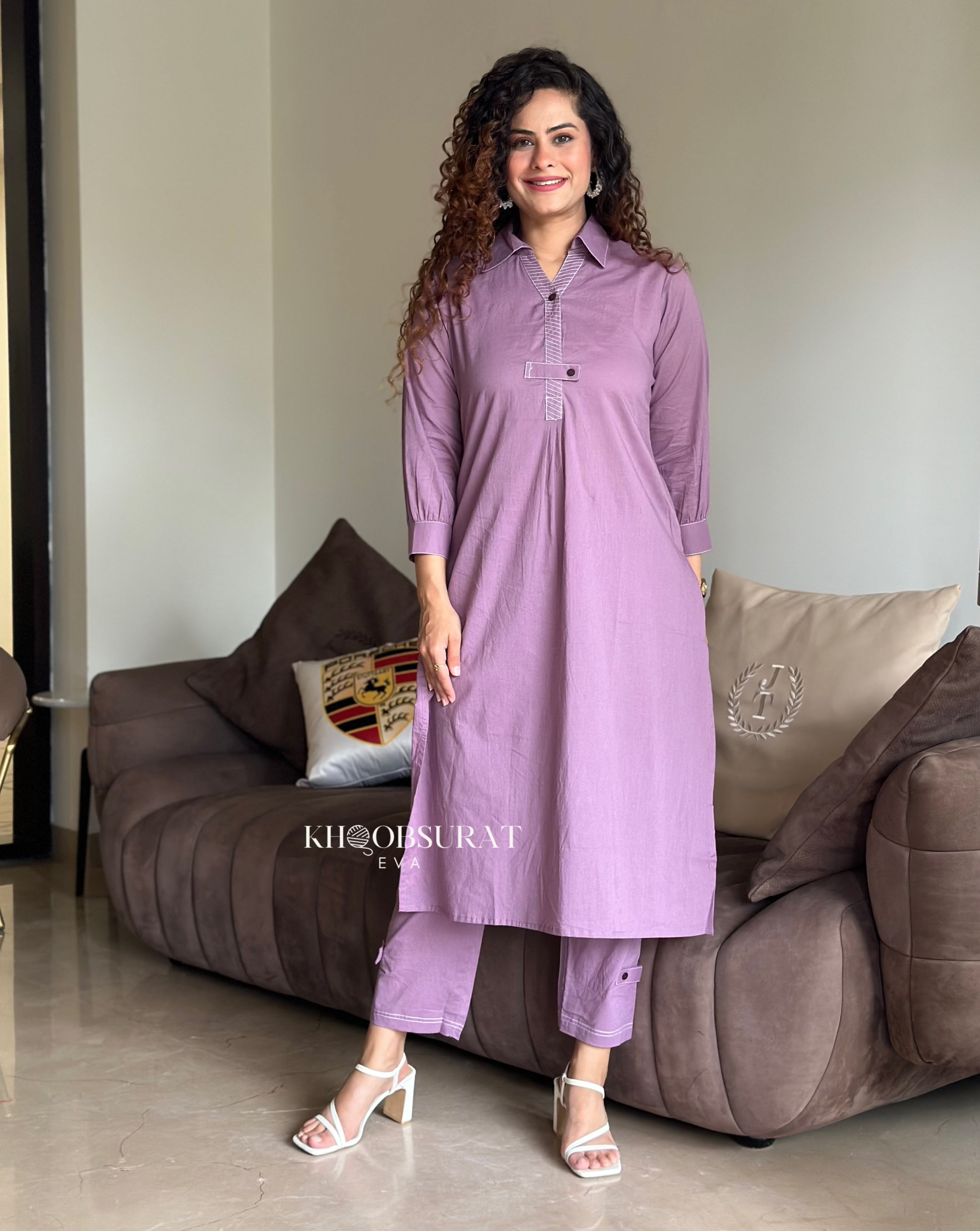 Stylish Cotton Breeze Purple Kurta Set for Women - Comfortable Traditional Indian Outfit for Festivals, Parties & Casual Wear