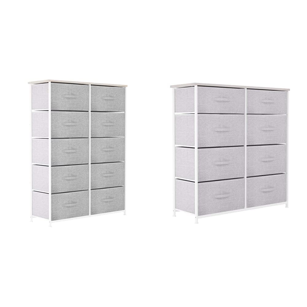 YITAHOME 10-Drawer Fabric Storage Tower Organizer - Foldable Closet Dresser for Bedroom, Living Room, Nursery & Office - Space-Saving Grey Storage Unit (8 Drawers, Light Grey) - Perfect for Clothes, Toys & Home Organization