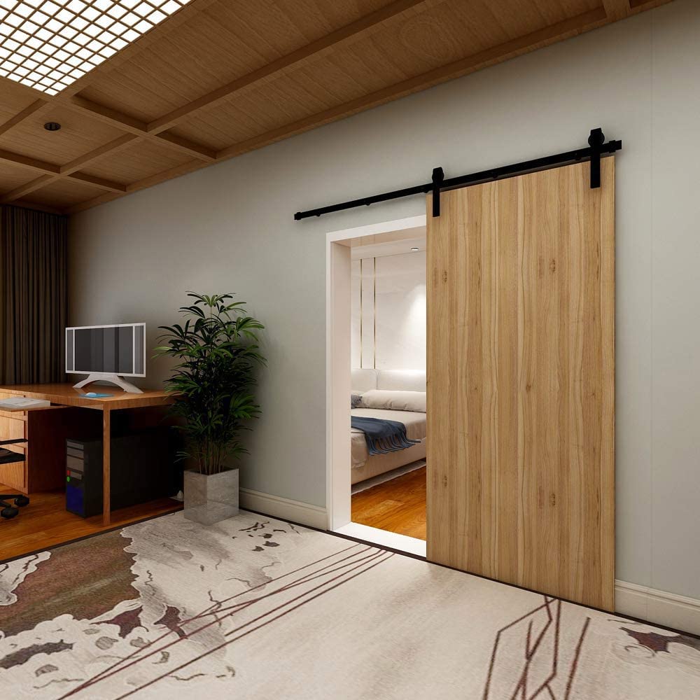 TSMST 6FT Heavy Duty Sliding Barn Door Hardware Kit - 2 PCS Spliced Track for 36
