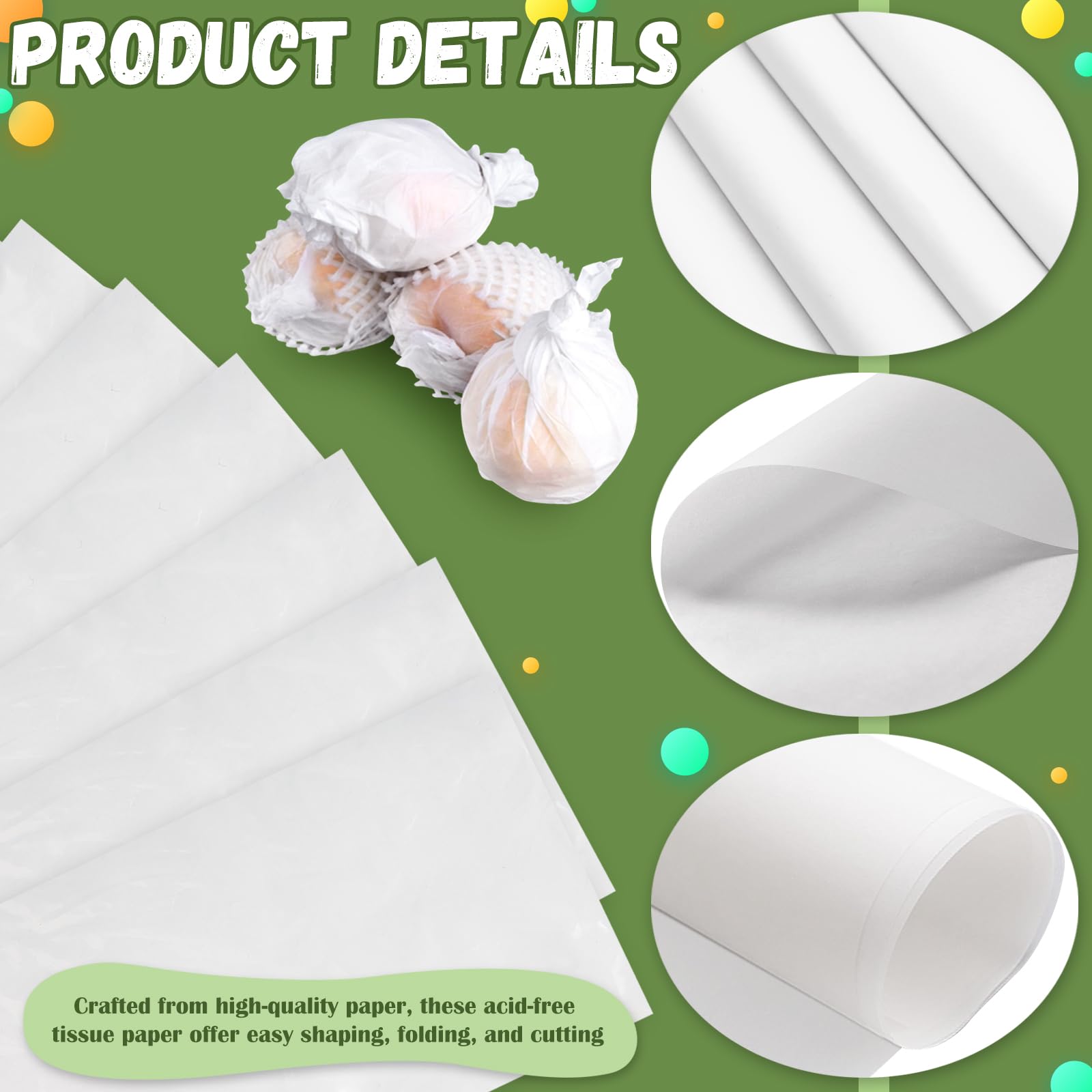 RYKOMO 200 Sheets 15x20 Inch Acid-Free Archival Tissue Paper - Unbuffered, No Acid, White, Lignin-Free for Preserving Textiles, Linens & Gift Wrapping | Perfect for Wedding Invitations, Scrapbooking & Art Conservation