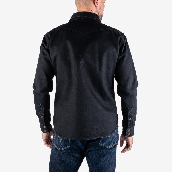Iron Heart IHSH 362 16oz Non Selvedge Denim CPO Shirt - Superblack (Fades To Grey) | Heavyweight Workwear Shirt for Men | Perfect for Outdoor Work, Motorcycle Riding & Casual Wear