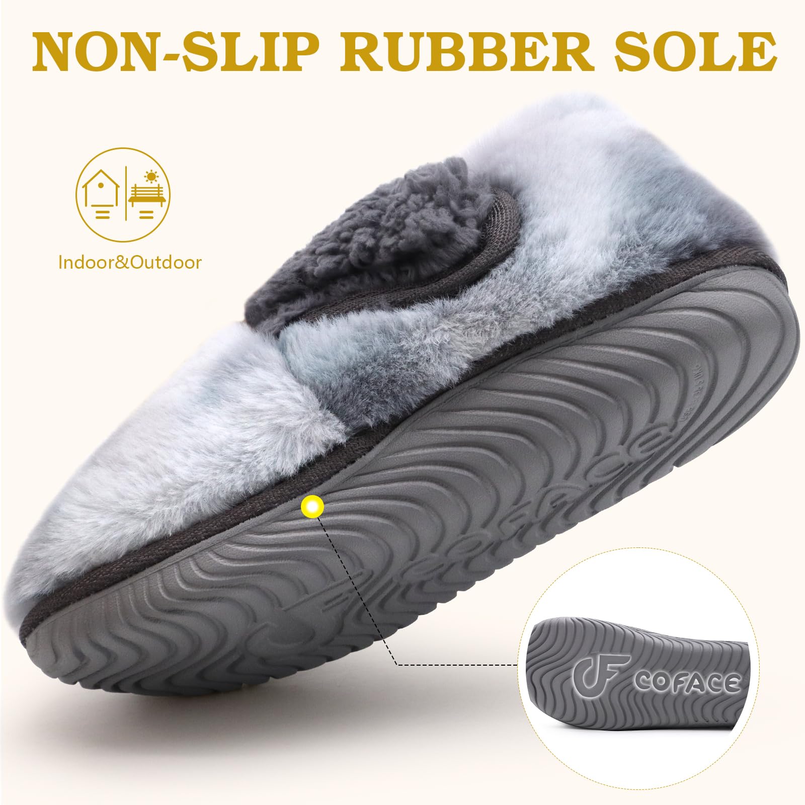 COFACE Women's Memory Foam House Slippers - Soft Fluffy Indoor/Outdoor Slides for Ladies - Perfect for Home, Office, and Travel Comfort
