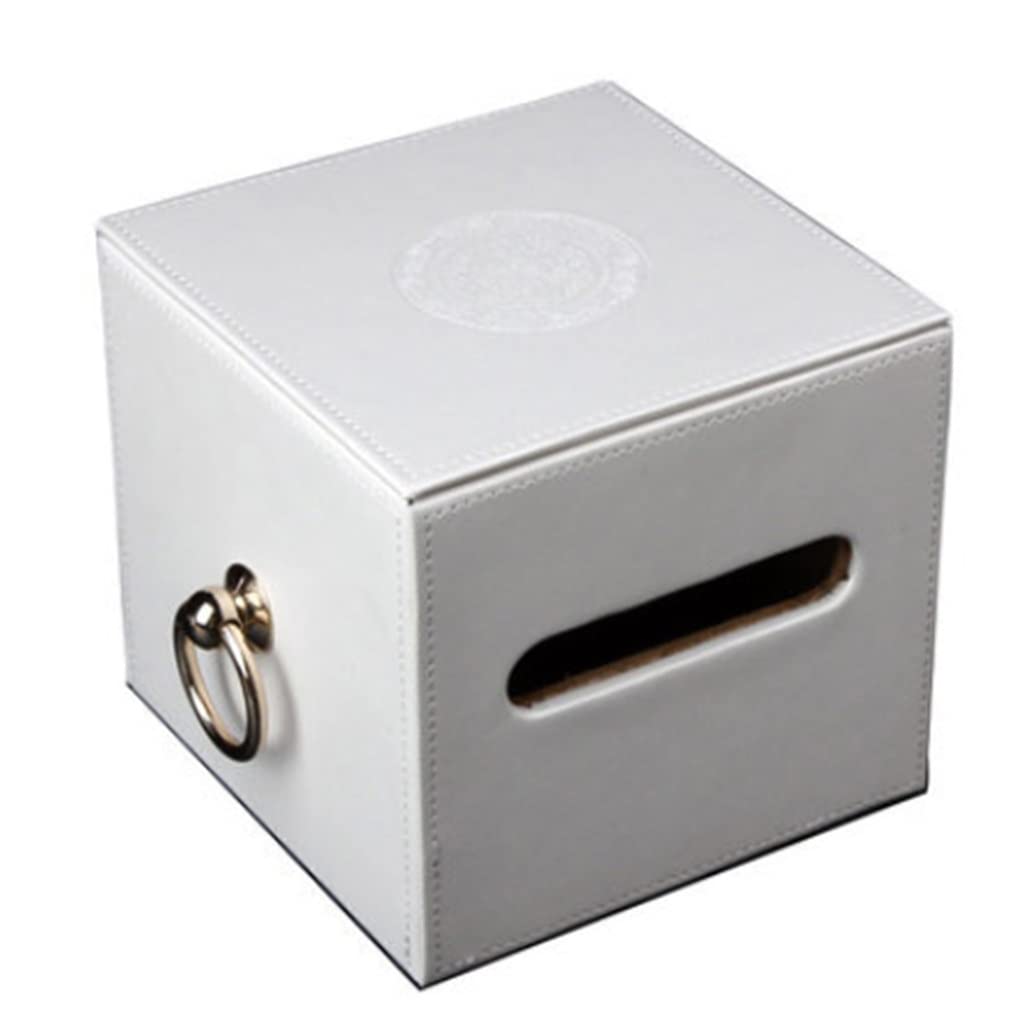Square Tissue Box Holder - White Paper Roll Dispenser for Living Room, Bedroom & Office Desk (50x150x135mm) | Home Decor & Bathroom Organizer