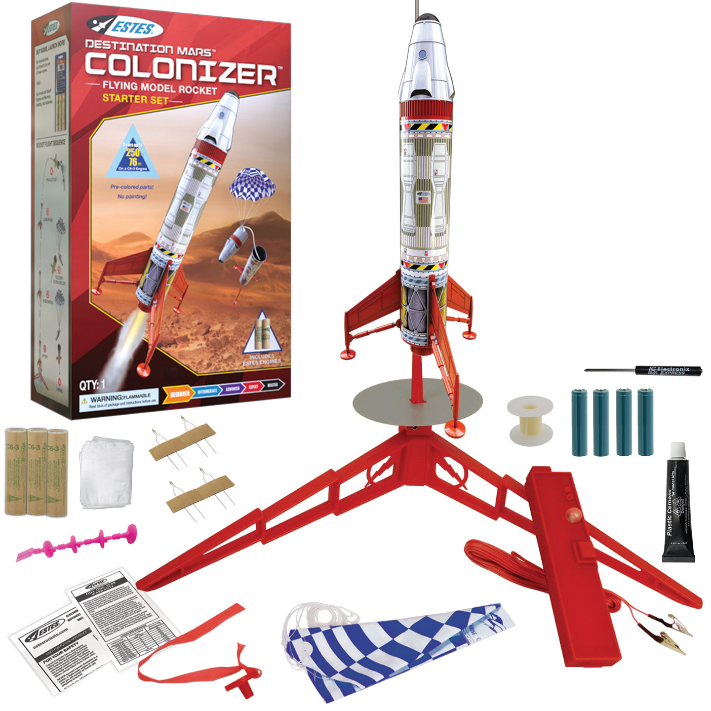 Estes Destination Mars Colonizer Model Rocket Starter Set - STEM Educational Toy for Kids & Adults - Perfect for Science Class, Backyard Launching & Space Exploration Enthusiasts